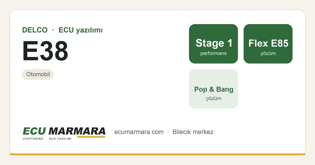 DELCO E38 ECU ailesi için mevcut çözümler: Stage 1 Yazılım, Pop & Bang