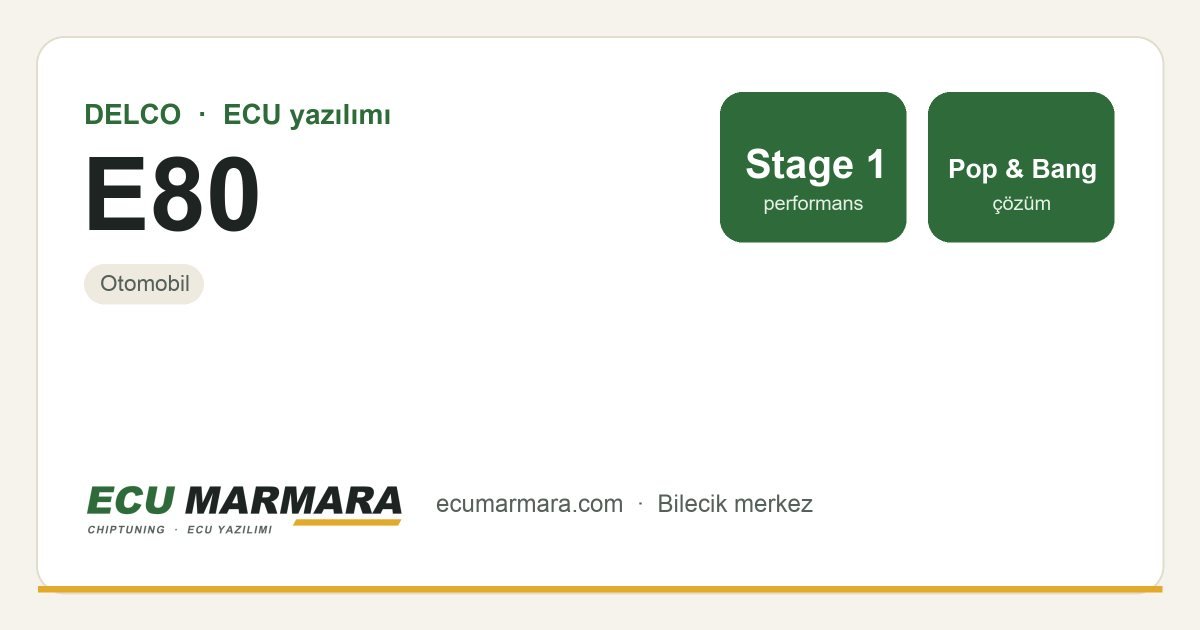 DELCO E80 ECU ailesi için mevcut çözümler: Stage 1 Yazılım, Pop & Bang