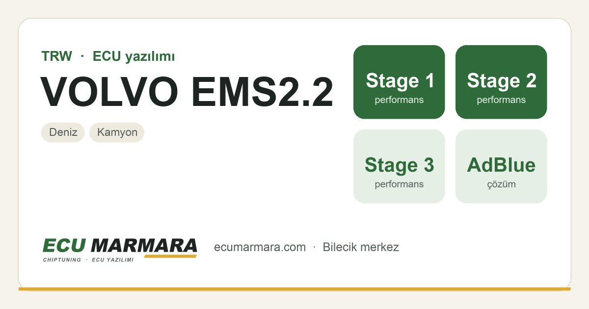 TRW VOLVO EMS2.2 ECU ailesi için mevcut çözümler: Stage 1 Yazılım, Stage 3 Yazılım, Stage 2 Yazılım, DPF İptali