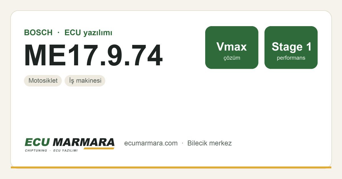 BOSCH ME17.9.74 ECU ailesi için mevcut çözümler: Hız Limiti (Vmax) İptali, Stage 1 Yazılım
