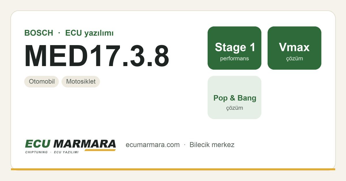 BOSCH MED17.3.8 ECU ailesi için mevcut çözümler: Stage 1 Yazılım, Hız Limiti (Vmax) İptali, Pop & Bang