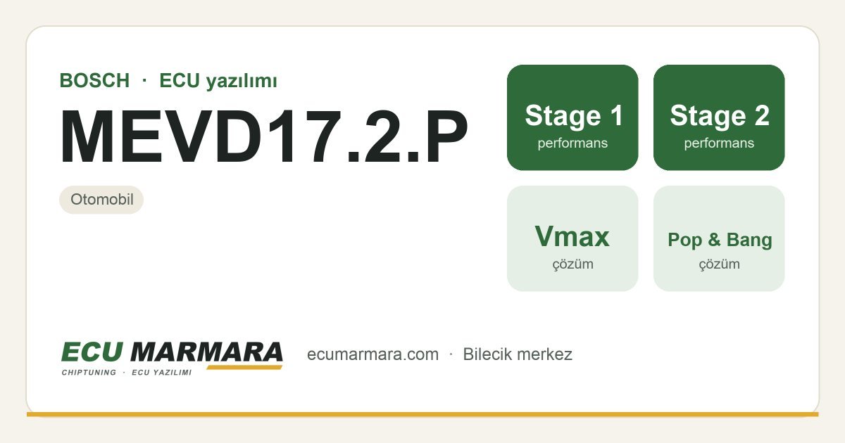 BOSCH MEVD17.2.P ECU ailesi için mevcut çözümler: Stage 1 Yazılım, Stage 2 Yazılım, Hız Limiti (Vmax) İptali, Pop & Bang