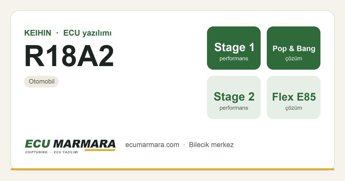 KEIHIN R18A2 ECU ailesi için mevcut çözümler: Stage 1 Yazılım, Pop & Bang, Stage 2 Yazılım